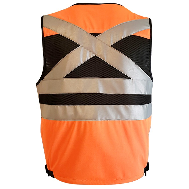 Fluorescent Orange Durable Multi Pockets 3D Soft Mesh Safety Vest