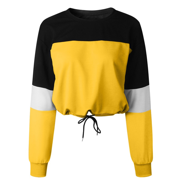 T/C Women fashion block crop sweatshirt 
