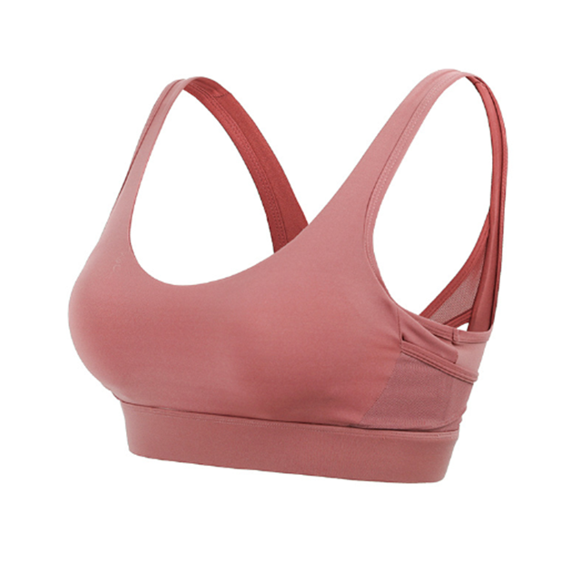 Shock proof women back mesh cross sports bra