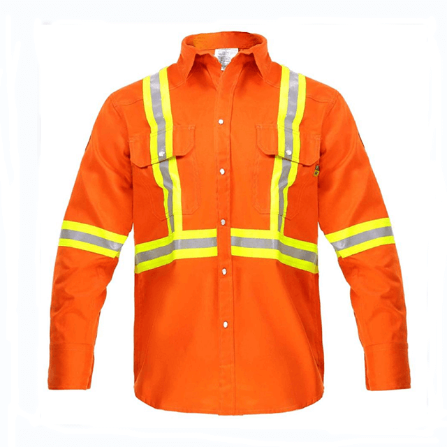 High visiblity long sleeve safety shirt with reflective X in backside