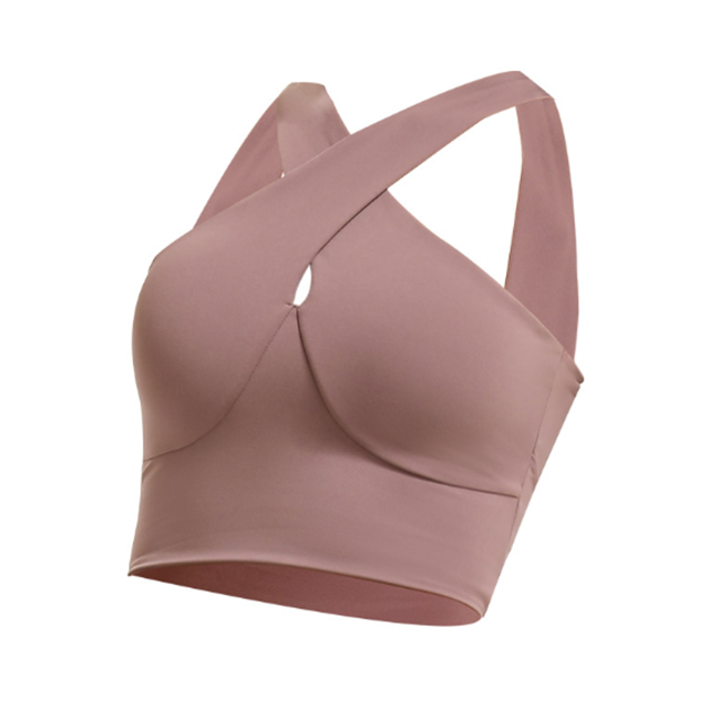 Women's full support hollow cross hanging neck crop top bra