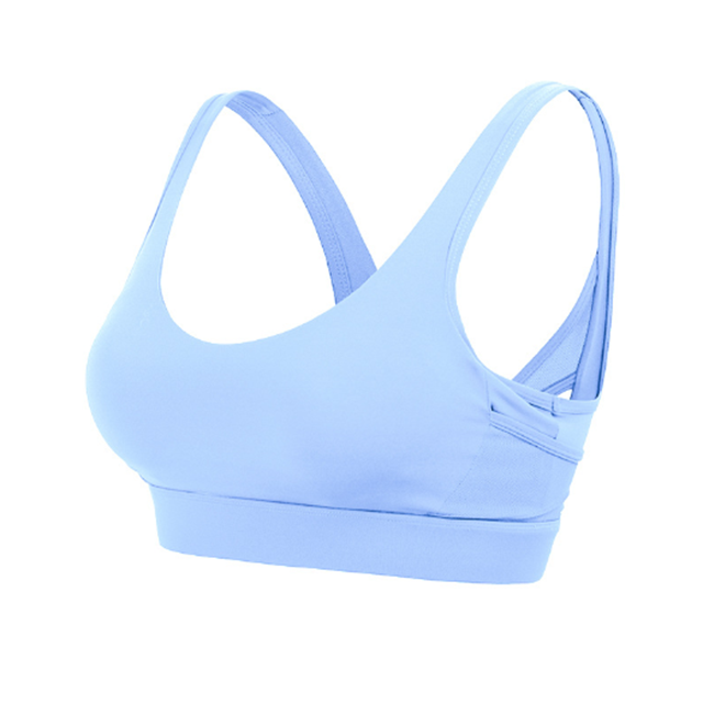 Shock proof women back mesh cross sports bra