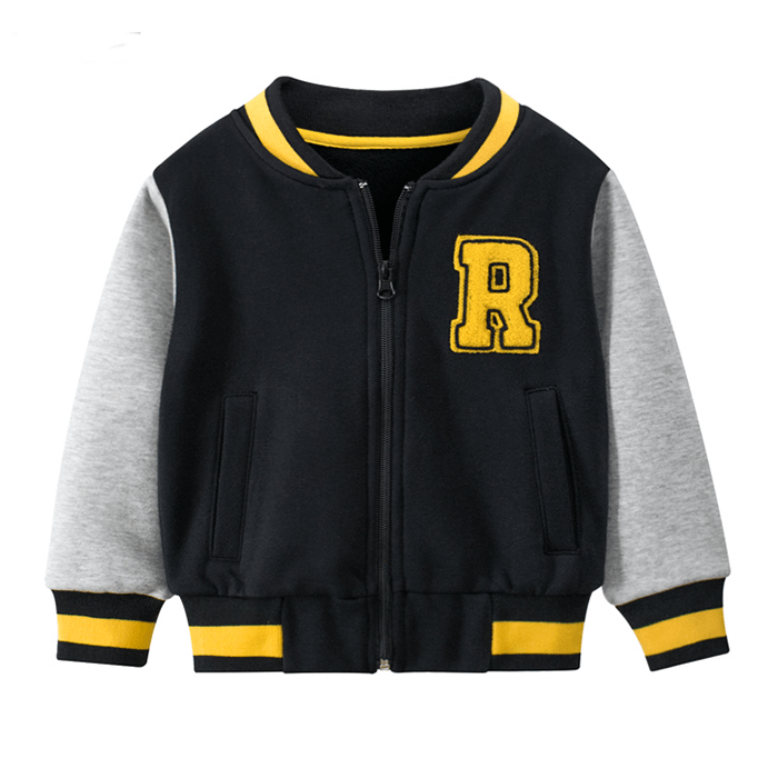 Boys sports casual zip up fleece baseball jacket