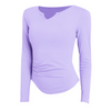 Women's notched V neck quick dry slim sports long tops