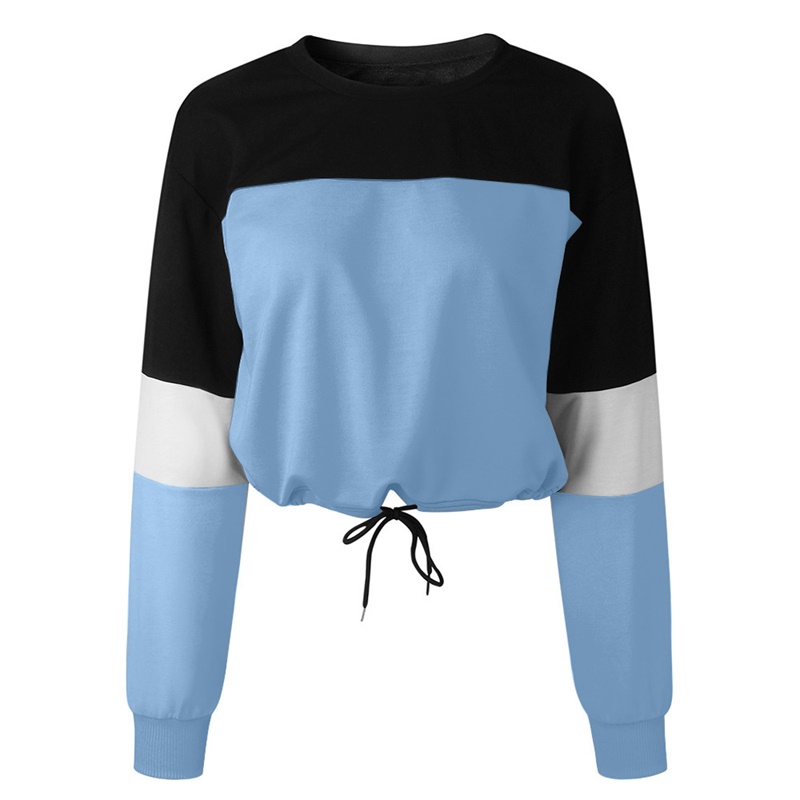 T/C Women fashion block crop sweatshirt 