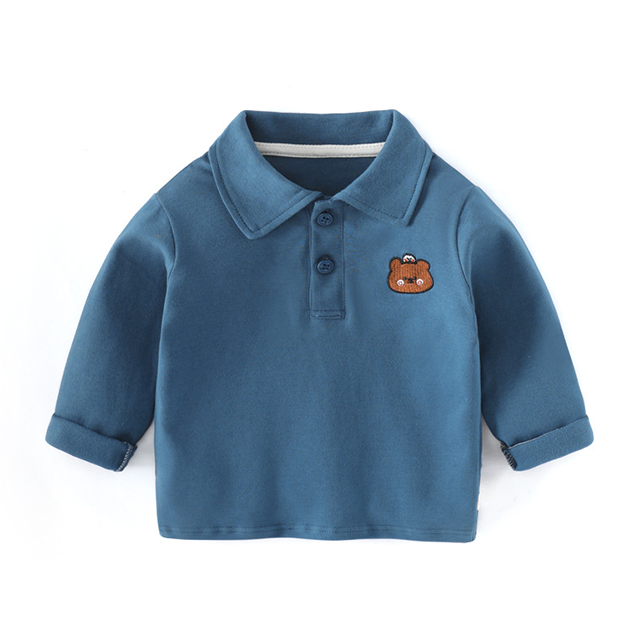 Little bear boy long sleeve polo shirt