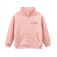 Stand up collar zipper girls winter fleece jacket