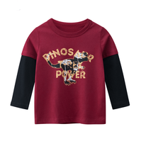 Boys fashion contrast long sleeve printed t-shirts 