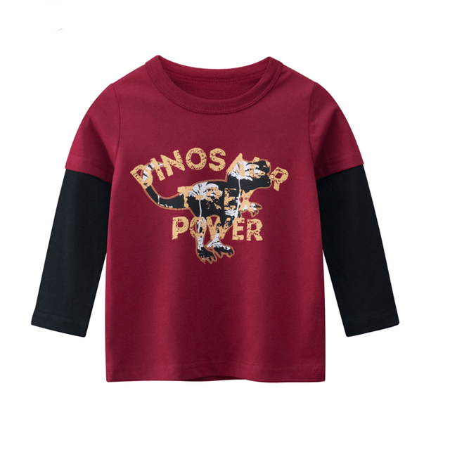 Boys fashion contrast long sleeve printed t-shirts 