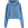 100% Cotton women spring autumn full zipper crop hoodie