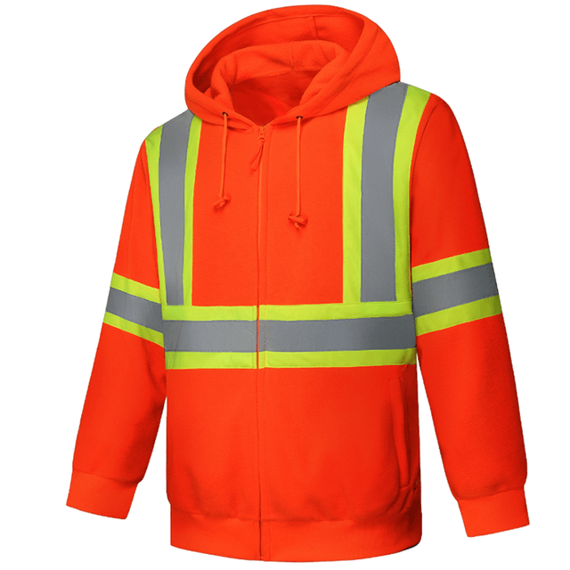 100% polyester polar fleece Hi Vis mens safety hoodie