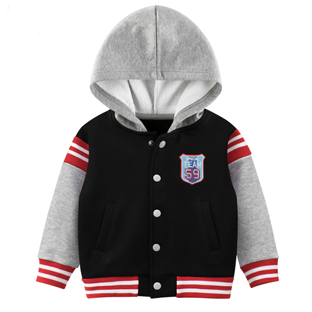 2022 new boys breasted long sleeve fleece hoodie jacket