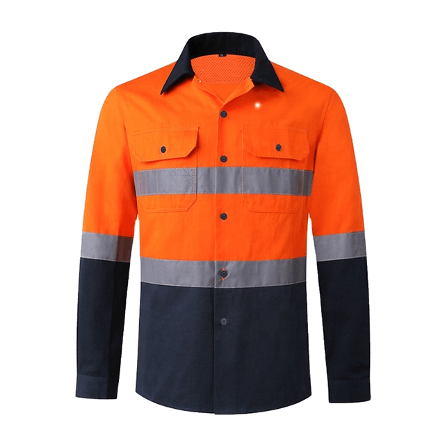 100% Cotton his vis reflective clothing safety shirt