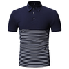 100% Cotton Men Short Sleeve striped print polo shirt