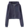 100% Cotton women spring autumn full zipper crop hoodie