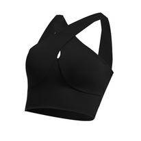 Women's full support hollow cross hanging neck crop top bra