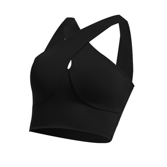 Women's full support hollow cross hanging neck crop top bra
