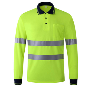 Reflective Mens Long Sleeve Safety Polo T-shirt