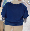 Boys blue contrast long sleeve printed t-shirts 