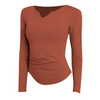 Women's notched V neck quick dry slim sports long tops