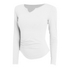 Women's notched V neck quick dry slim sports long tops