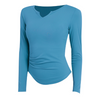 Women's notched V neck quick dry slim sports long tops