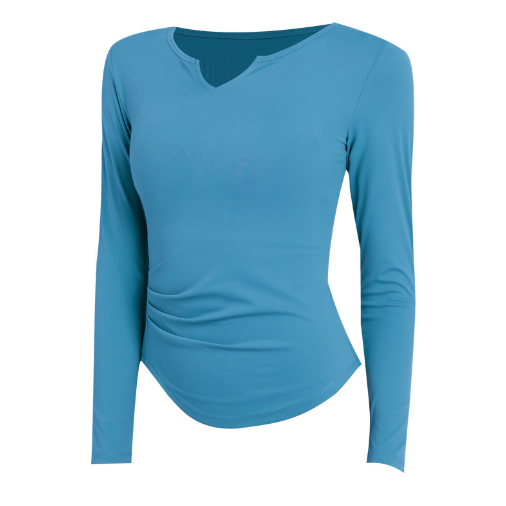 Women's notched V neck quick dry slim sports long tops