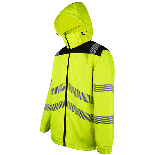 Hi vis fleece or quilted liner reflective safety winter jacket