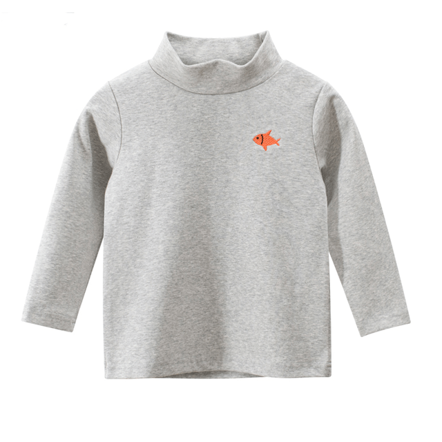 Boys turtleneck embroidery long sleeve t-shirt