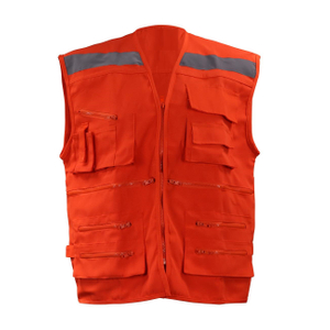 poplin safety workwear vest with multi-pockets