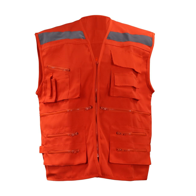 poplin safety workwear vest with multi-pockets