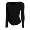 Women's notched V neck quick dry slim sports long tops