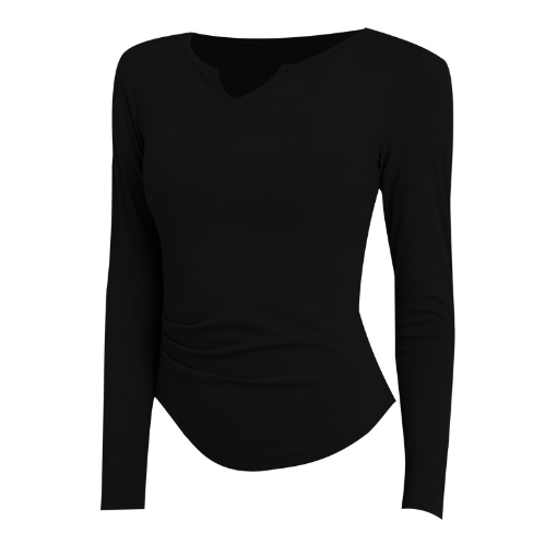 Women's notched V neck quick dry slim sports long tops