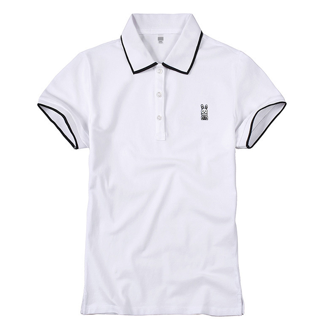 Bunny women polo shirt with tipping on collar and sleeve opening