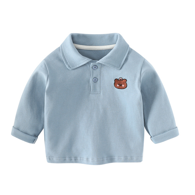 Little bear boy long sleeve polo shirt