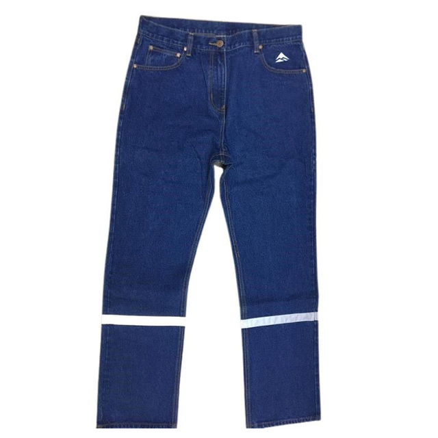 Worker's safety jeans pant with small reflective tape