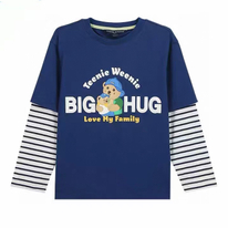 Boys blue contrast long sleeve printed t-shirts 