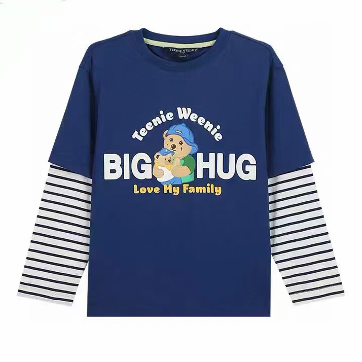 Boys blue contrast long sleeve printed t-shirts 