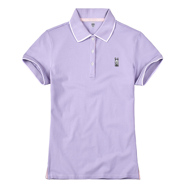 Bunny women polo shirt with tipping on collar and sleeve opening